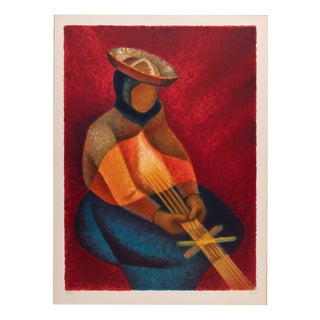 Louis Toffoli, Peruvian Woman Who Weaves, Lithograph For Sale