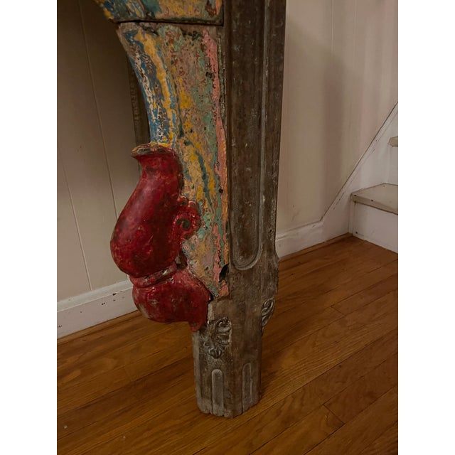 Indian 1950s Colorful Vintage Indian Large Entry Table For Sale - Image 3 of 13