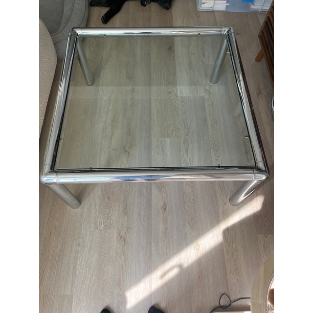 Vintage 60’s John Mascherino Tubo Chrome and Glass Coffee Table For Sale - Image 9 of 9