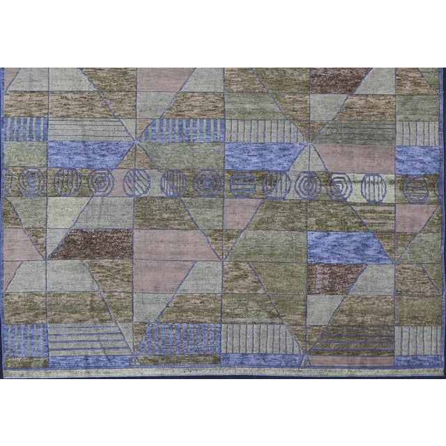 Mid-Century Modern Large Piled Scandinavian Sub-Geometric Modern Rug by Keivan Woven Arts 10'1 X 14 For Sale - Image 3 of 12