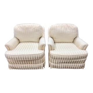 Pair of Cream Upholstered Club Chairs by Century Furniture For Sale