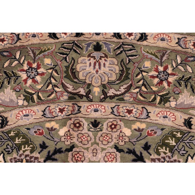Shabby Chic 1990's Pak-Persian Green/Gray Wool Round Rug - 6'2'' X 6'3'' For Sale In New York - Image 6 of 9