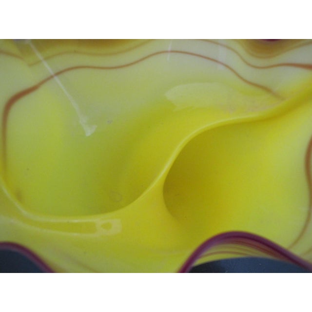 Stadelman Yellow Hand Blown Pacific Nw Studio Art Glass Handkerchief Ruffle Vase For Sale - Image 9 of 12