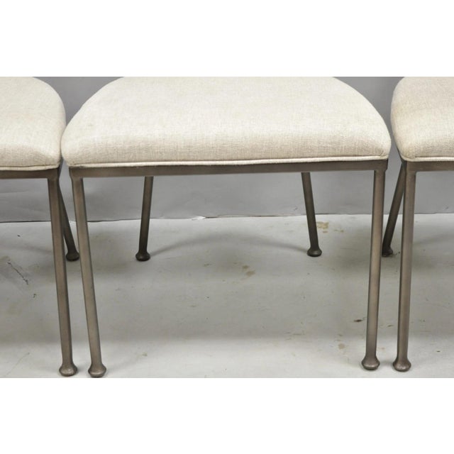 Contemporary Modern Metal Frame Oval Back Upholstered Dining Side Chairs - Set of 4 For Sale In Philadelphia - Image 6 of 16