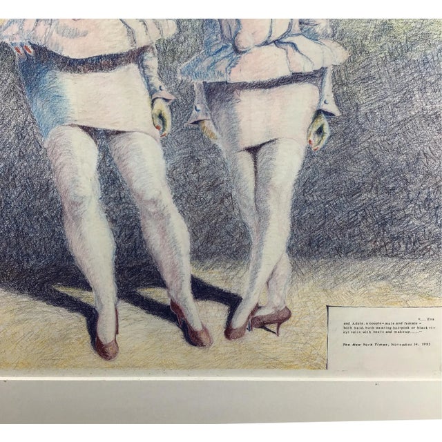 Original Pastel Painting of Eva & Adele New York Times 1993 For Sale - Image 4 of 13