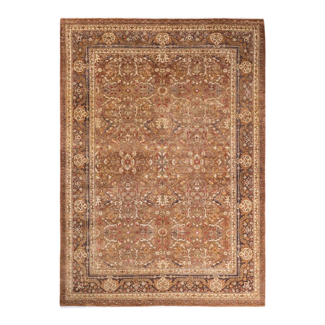 Eclectic, One-of-a-Kind Hand-Knotted Area Rug - Brown, 6' 3" x 8' 9" For Sale