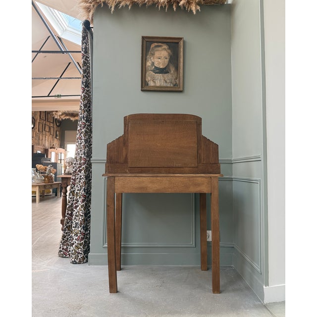Wood Vintage Art Deco Oak Dressing Table, 1940s For Sale - Image 7 of 13