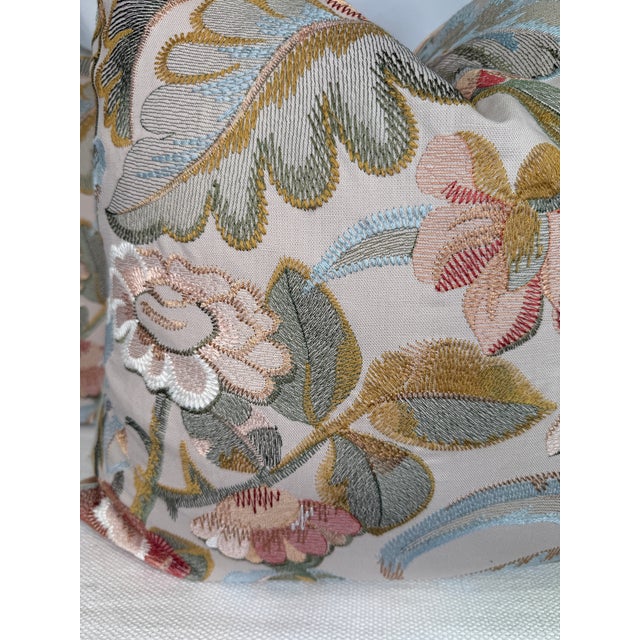 Transitional Cowtan & Tout "Tapestry Flowers" in Coral 22" Pillows-a Pair For Sale - Image 3 of 4