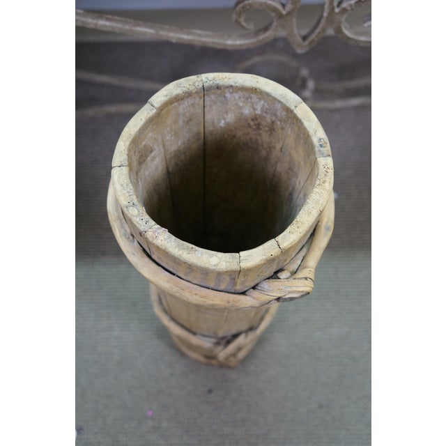 3 Antique Tibetan Wood Yak Butter Churn Buckets For Sale - Image 4 of 17