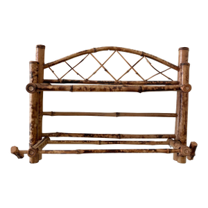 Vintage Boho Scorched Bamboo Wall Shelf Bathroom Organizer