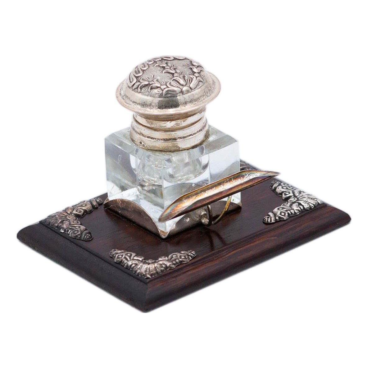 Silver Inkwell with Glass Reservoir | Chairish