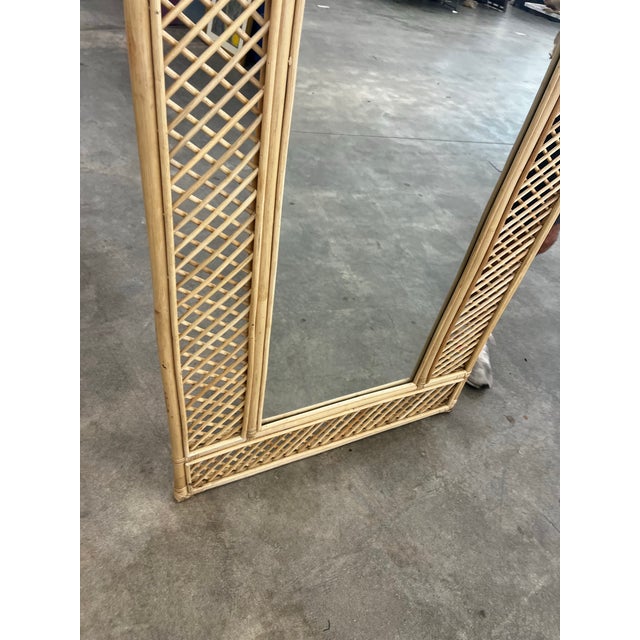 Up for consideration is a beautiful vintage large arched bamboo floor mirror. This would look lovely in your home and it...