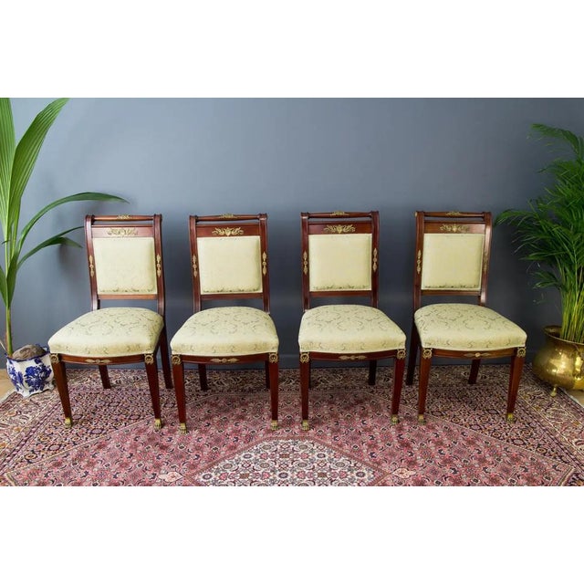 Metal French Empire Style Walnut Table and Chairs, 1920s, Set of 8 For Sale - Image 7 of 18