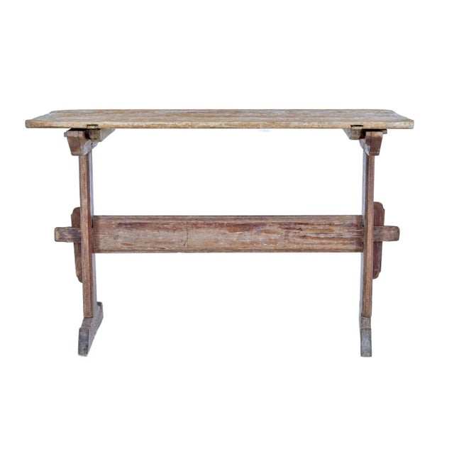 Antique Swedish Rustic Painted Trestle Table For Sale - Image 4 of 8