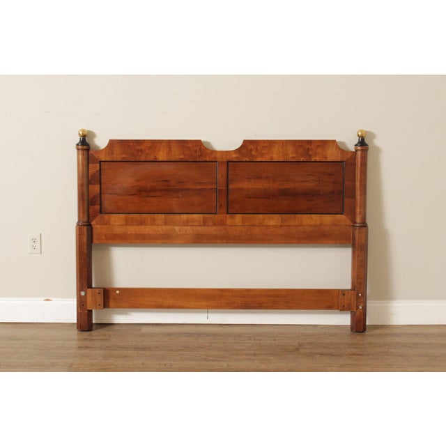 High Quality Vintage Two-Panel Queen Size Headboard with Brass Cannonball Posts