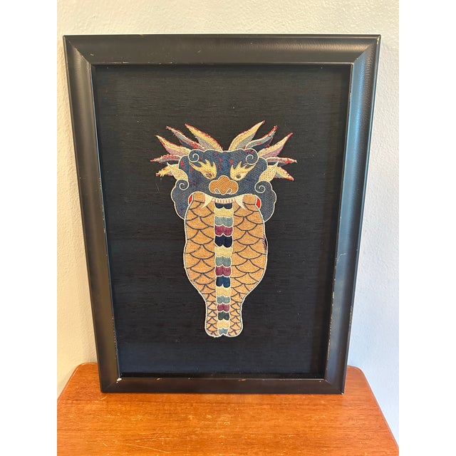 Authentic antique Chinese embroidered textile fragment, dating to the late Qing Dynasty (circa late 19th to early 20th...