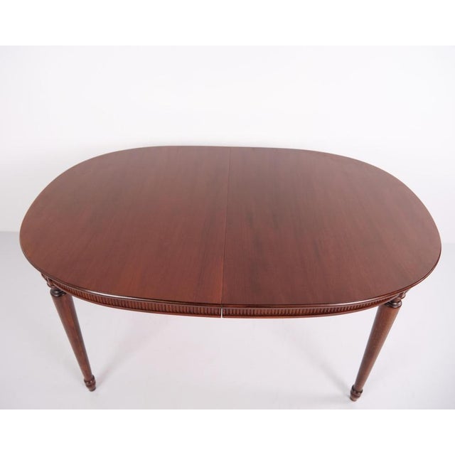 Gustavian Style Oval Mahogany Dining Table with 3 Extension Leaves, 1940s For Sale - Image 11 of 14