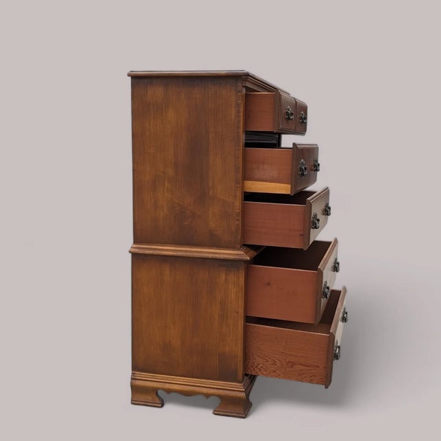 Vintage Chippendale Style Maple Tallboy Dresser, 1970s For Sale In Los Angeles - Image 6 of 10