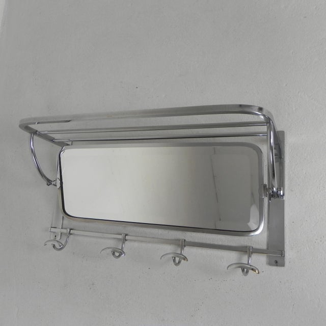 Art Deco Wall Coat Rack with Adjustable Faceted Mirror in Chrome Frame, 1930s For Sale - Image 14 of 14