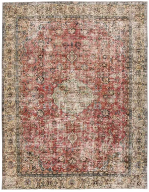 Antique Distrssed Persian Tabriz Wool Rug
