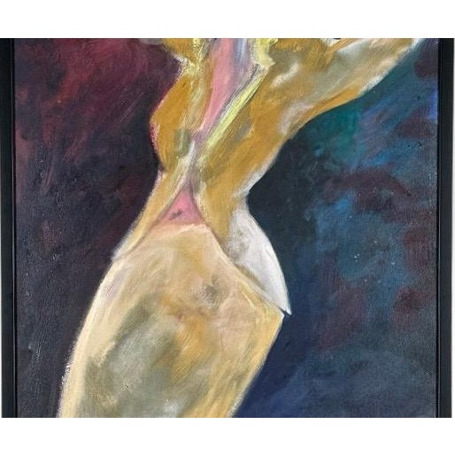 Figurative Late 20th Century Large Original Figurative Expressionist Female Dancer Oil Painting Framed For Sale - Image 3 of 7