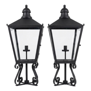 Vintage English Iron Gate Post Lanterns - a Pair