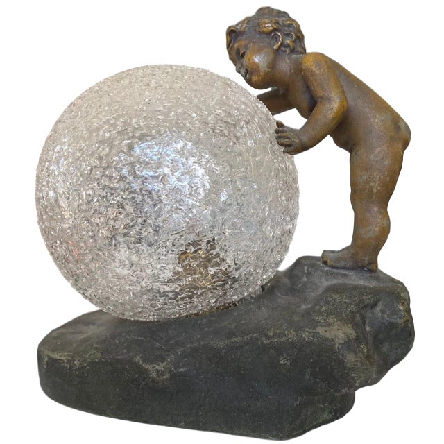 Antique French Bronze Baby Accent Lamp For Sale