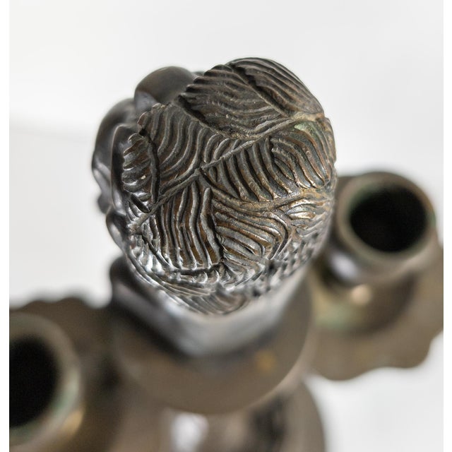 19th Century European Bronze Candlestick With Lion and Amsterdam City Shield For Sale - Image 13 of 18