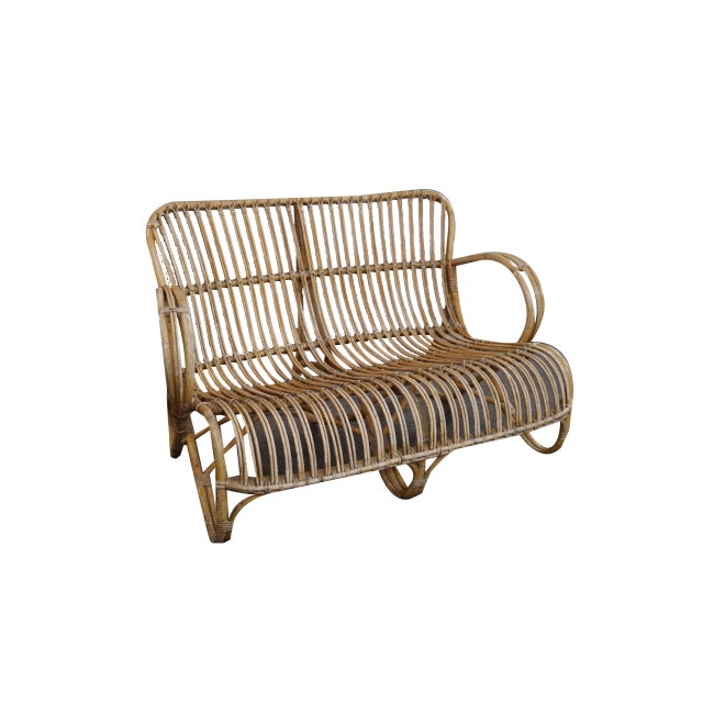 Vintage Dutch Rattan Sofa, 1950 For Sale