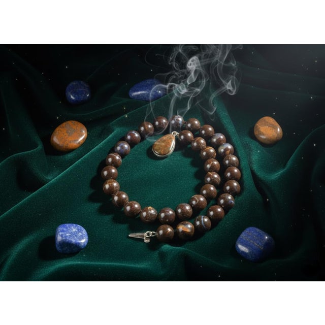Boulder Opal 14mm Beaded Necklace, 19 Inches For Sale - Image 11 of 11