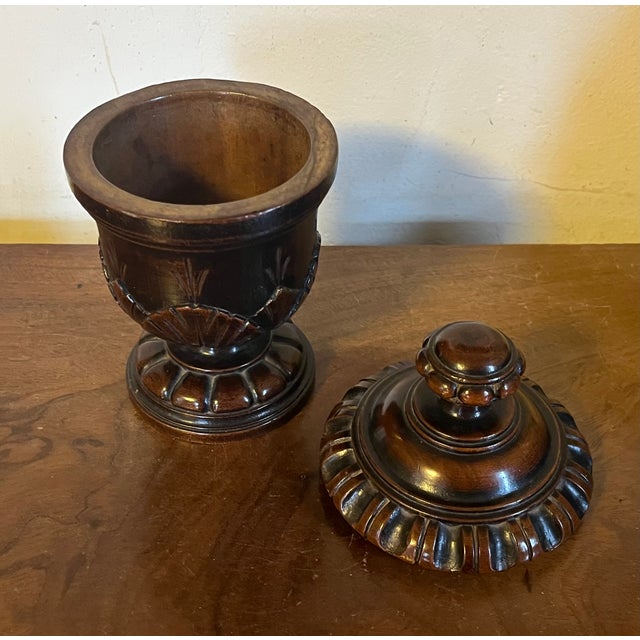 Antique 19th Century English Regency Carved Treen Mahogany Urn For Sale - Image 10 of 12