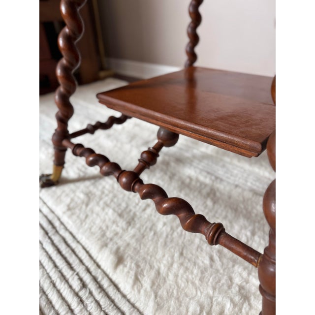 Antique Solid Wood Barley Twist Lamp Side/Table With Claw Feet After Merklen Furniture Company For Sale In Houston - Image 6 of 12