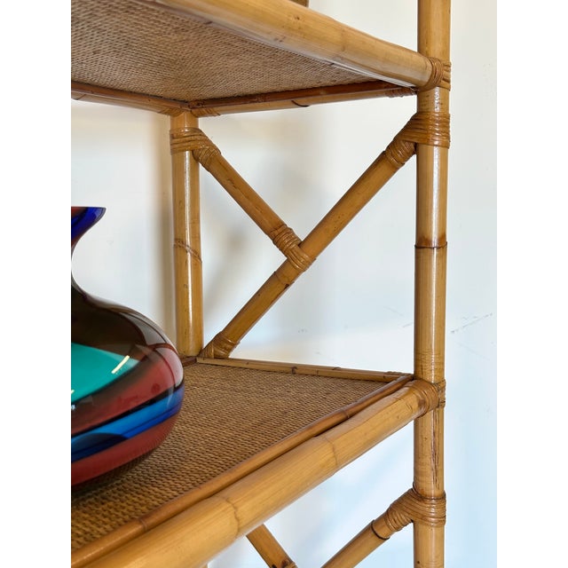 Wicker and Bamboo Bookcase, 1970s For Sale - Image 9 of 11