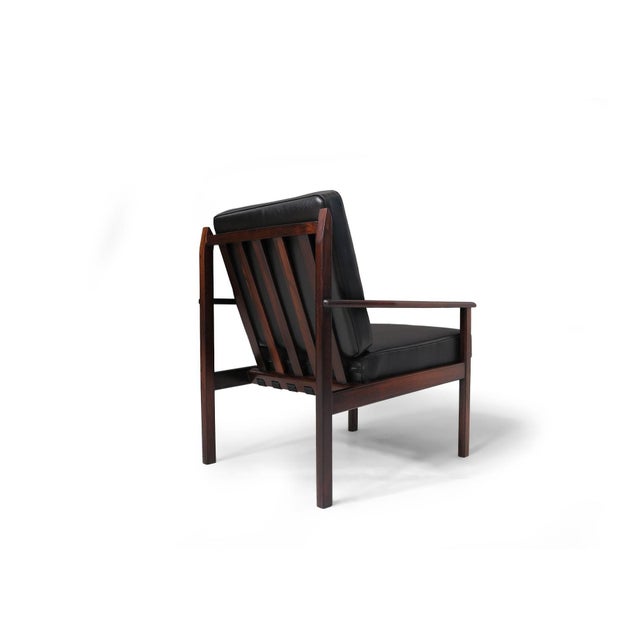 Black Mid-Century Brazil Modern Lounge Chairs in Black Leather- a Pair For Sale - Image 8 of 12