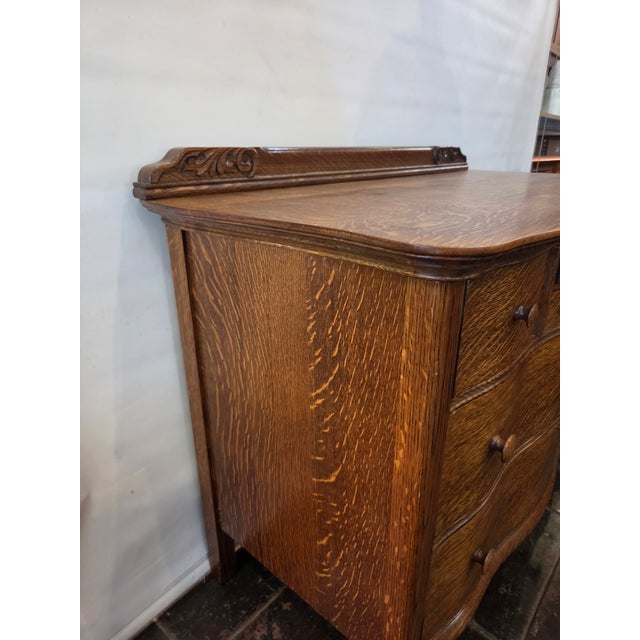 Antique Victorian Solid Tiger Oak Quater Sawn Mission Dresser Chest of Drawers 1880-1918 For Sale - Image 15 of 17