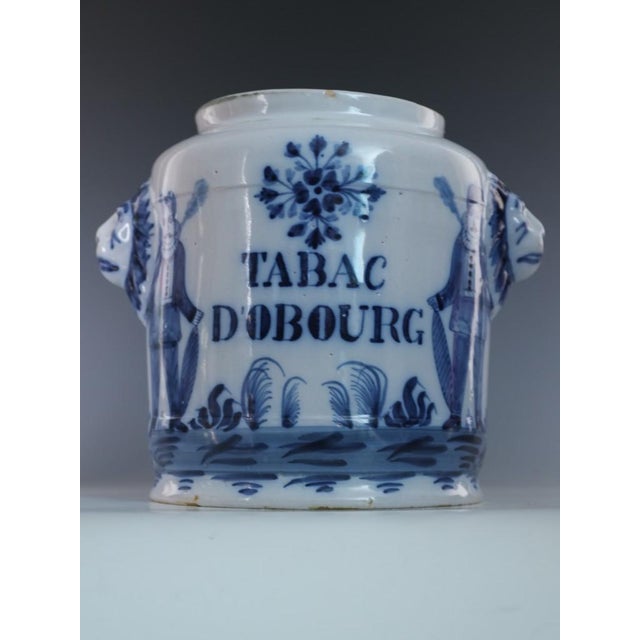 Large Dutch Delft Style Tobacco Jar Tabac Dobourg with Brass Lid, 1880 For Sale - Image 13 of 16