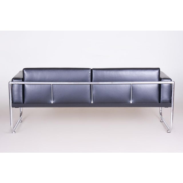 Bauhaus Sofa in Chrome and Leather by Vichr a Spol, Czech, 1930s For Sale - Image 9 of 13