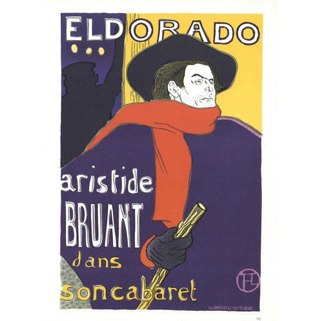 Aristide Bruant - Eldorado by Henri de Toulouse-Lautrec, Unsigned 1966 Lithograph.14.5 x 10.5 inches
