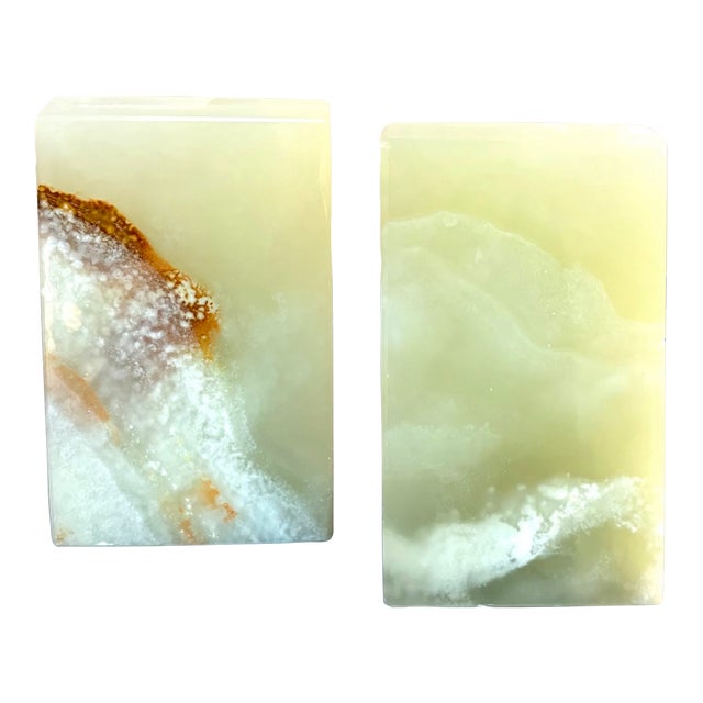 Geometric Yellow Onyx Bookends For Sale