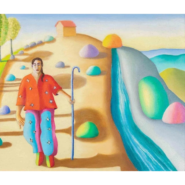 Oil on board realized by Paolo Scheggi (1955) in 1990s. Hand signed. Titled on rear. with a painted wooden frame which is...