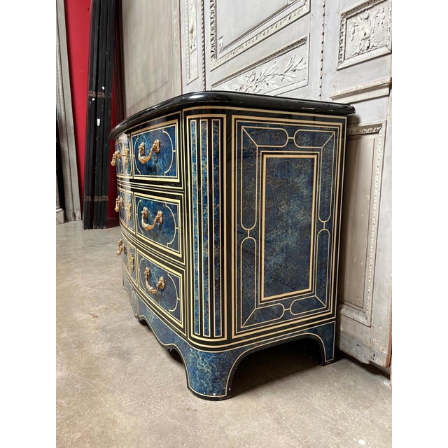 French Regence Style Commode with a Blue, White and Black Lacquered ...