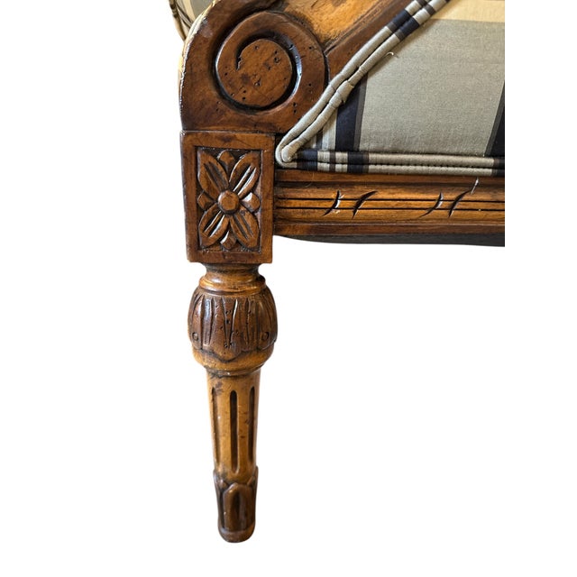 Wood EJ Victor for Rob and Stuckey French Louis XVI Upholstered Arm Chair For Sale - Image 7 of 11