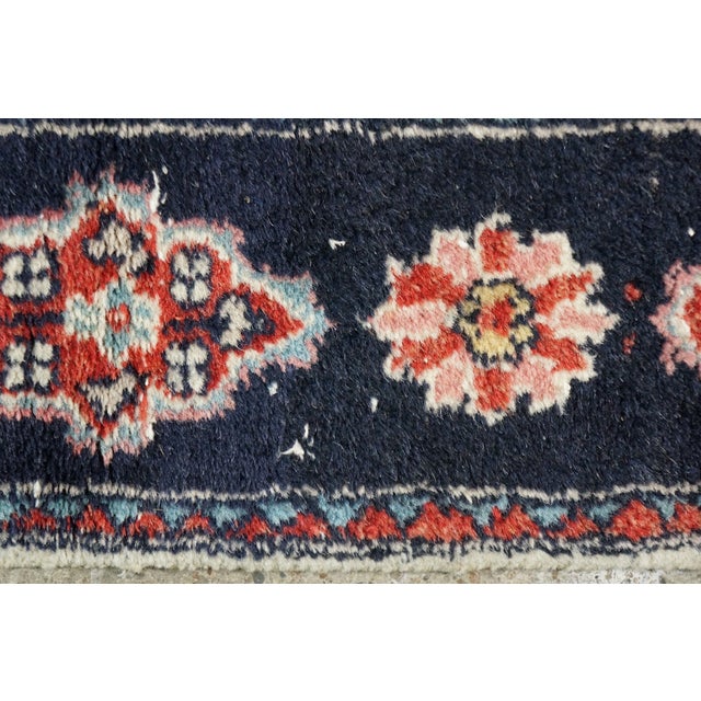 Vintage Hand-Knotted Oriental Floral Wool Area Rug Ivory Cream Midnight 3x5 For Sale - Image 11 of 12