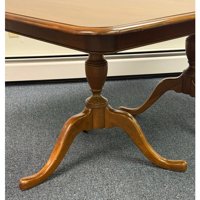 1980s Pennsylvania House Solid Cherry Double Pedestal Dining Table For Sale - Image 5 of 12