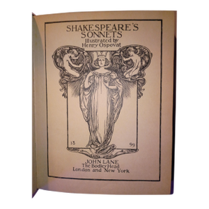 Signed Shakespeare's Sonnets One of a Kind Full Leather Artisan Hand-Bound, 1899, Art Nouveau Illustrations by Henry Ospovat