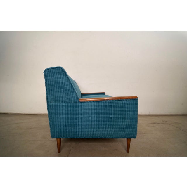 Knoll 1960’s Mid-Century Modern Papa Bear Style Walnut Arm Sofa in Knoll Textiles For Sale - Image 4 of 12