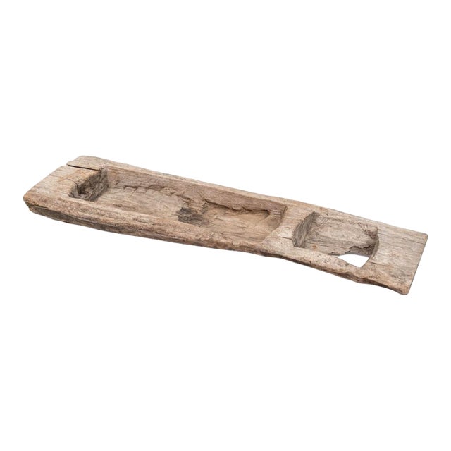 19th Century Hand-Carved Wood Double Trough in Distressed Style For Sale