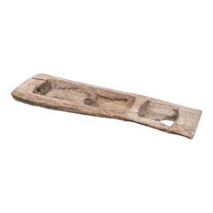 19th Century Hand-Carved Wood Double Trough in Distressed Style