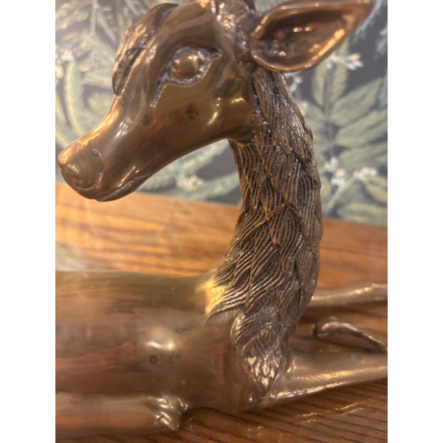 Gold Two-Tone Brass Reclining Deers, 1960s, Set of 2 For Sale - Image 8 of 12