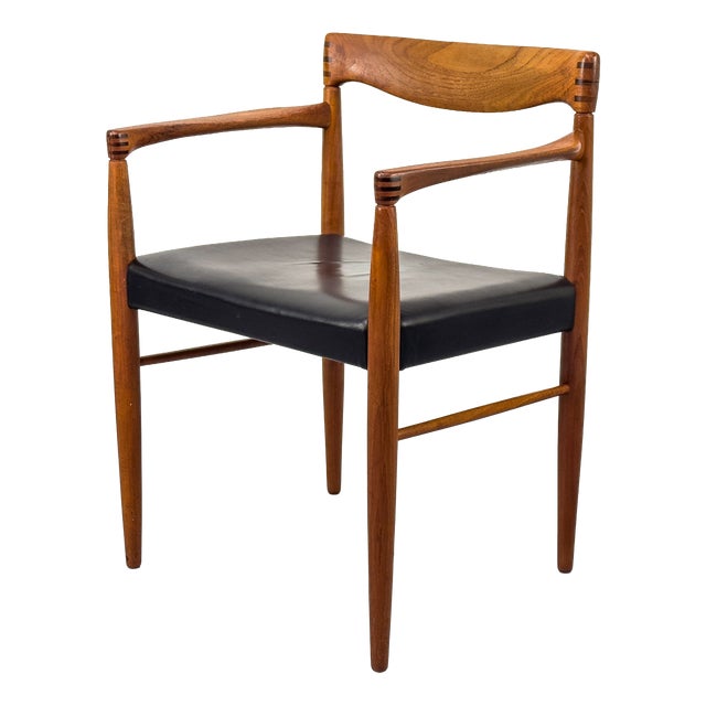 Teak and Leather Armchair by H. W. Klein for Bramin, 1960s For Sale